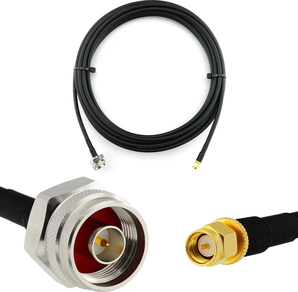 Cavo RF 10m HF-240 Low Loss SMA-N Maschio | Resistente UV per Router/Lora
