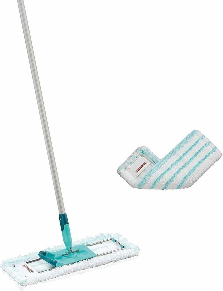 Leifheit rückenschonender Bodenwischer Profi XL Micro Duo inkl. Ersatzbezug Micro Duo aus Mikrofaser, Wischer für Fliesen und Steinböden mit gro...