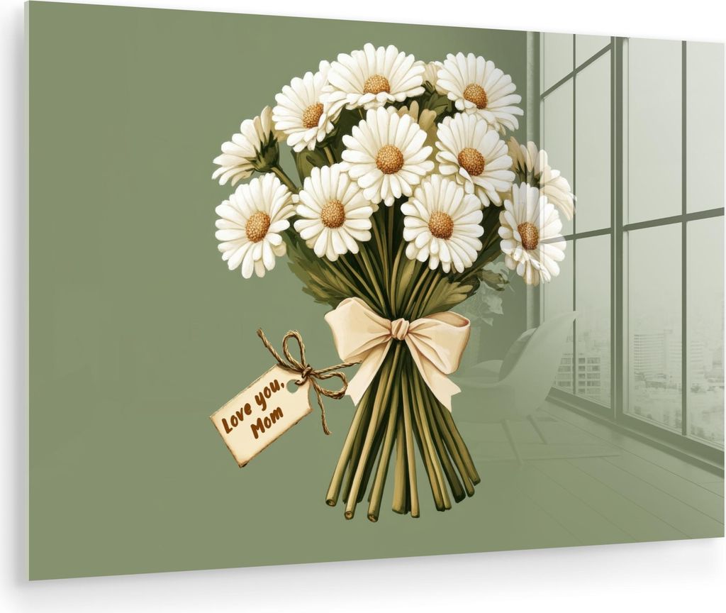 MuchoWow Glasbilder - Bilder auf Wandbild - Foto auf Glas Farbband - Blumenstrauß - Grün - Zitat 60x40 cm Wanddekoration aus Glas - Acrylglasbild...