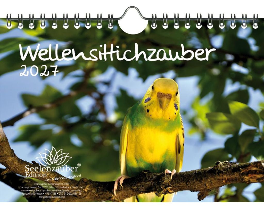 Wellensittichzauber DIN A5 Kalender für 2027 Wellensittiche - Seelenzauber