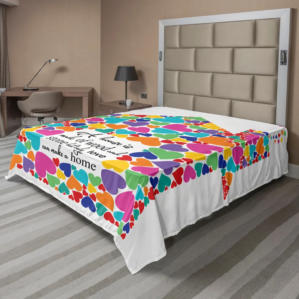 Drap de lit supérieur doux 275x260 cm imprimé texte romantique coloré