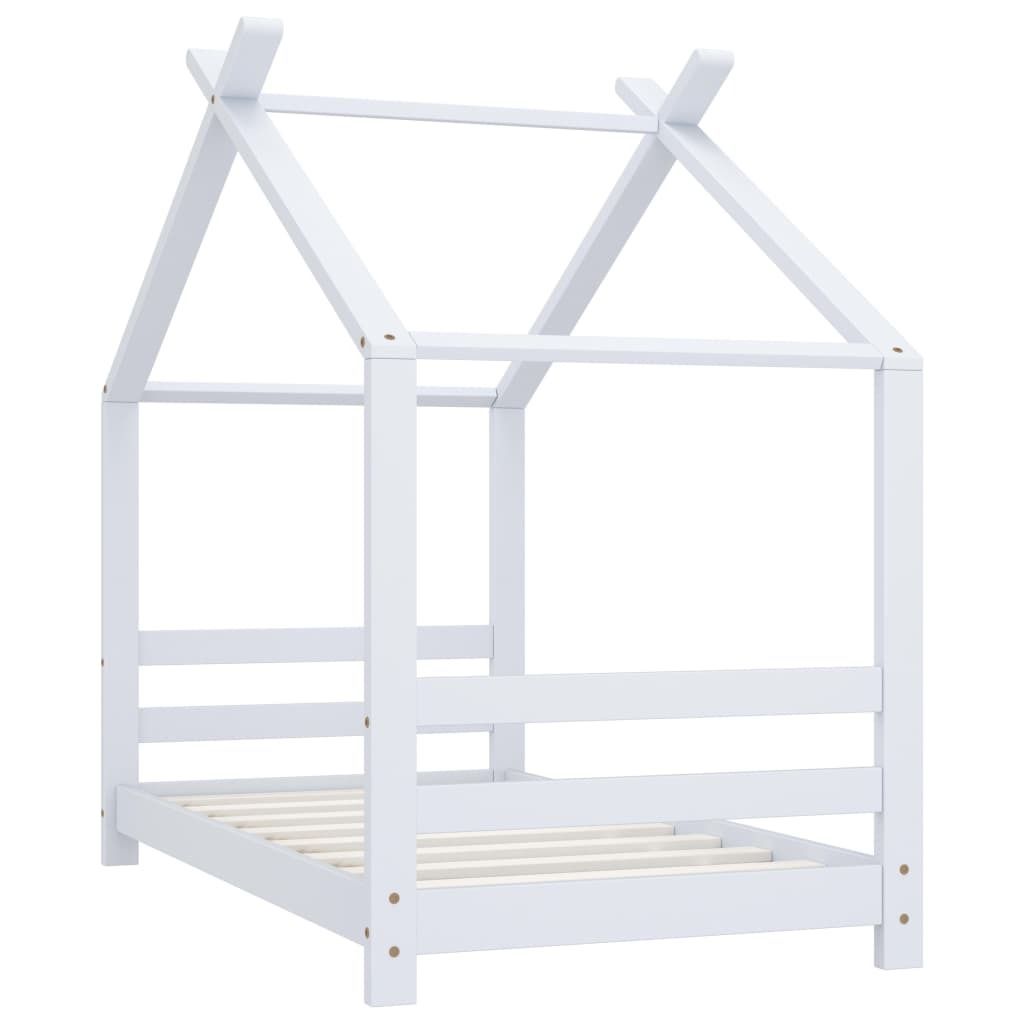 "SALE 2026"Kinder-Bettgestell - elegante Design - Einzelbett - Weiß Massivholz Kiefer 70x140 cm - Kinderbetten DE8071352