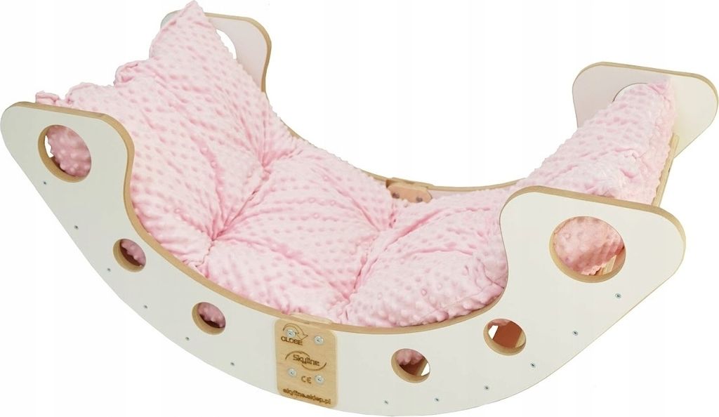 Skyline Kletterbogen Klettergerüste Kletterdreieck Baby Kletterwippe Holzbogen für Kinder Montessori Lack Klappbar Weiß, mod.B, 85x42x36cm, Rose