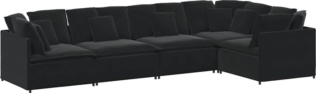 vidaXL Modulares Sofa mit Kissen Samt Schwarz