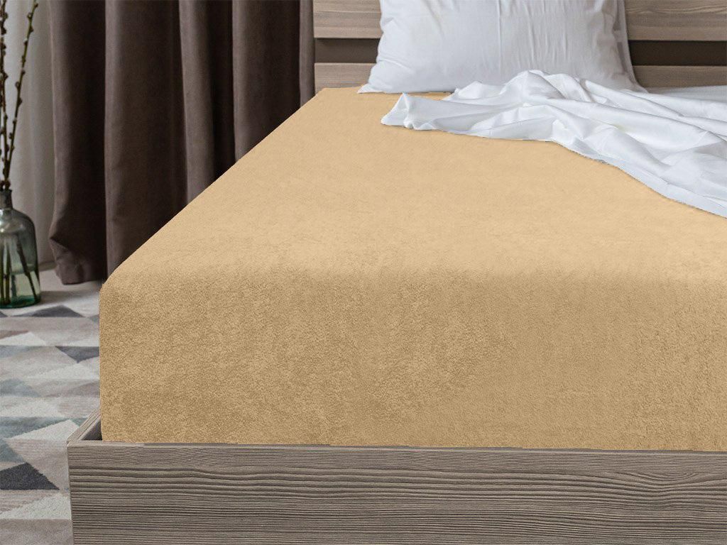 Froté prestieradlo béžové 90 x 200 cm Obrázok produktu 