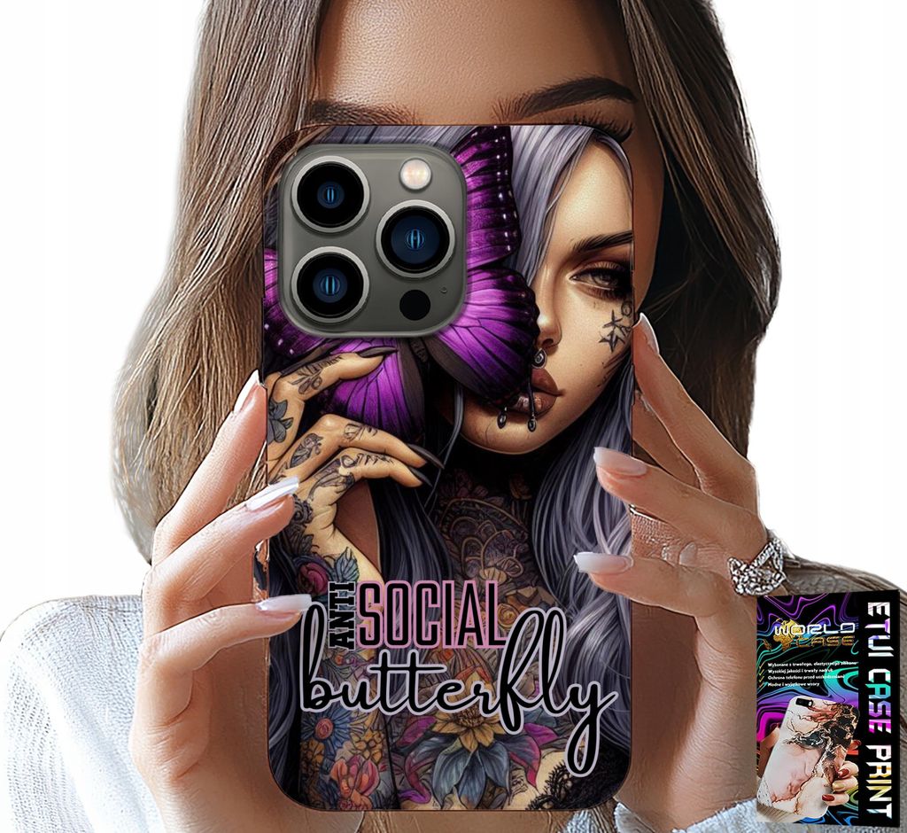 Hülle Für Iphone 15 Pro Max - Anti Social, Schmetterling, Rosa Schmetterling + Glas