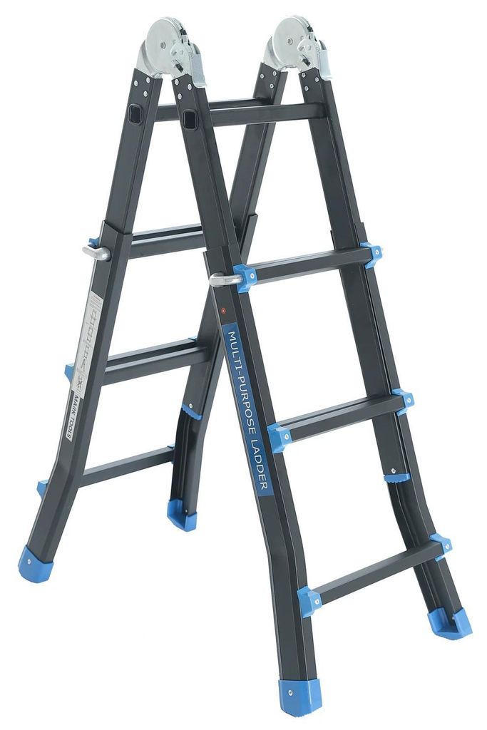 MARK TOOLS PRO Multi-Klappleiter 4×4 Stufen – 3,40 m – Aluminium – mit Stabilisationsbalken