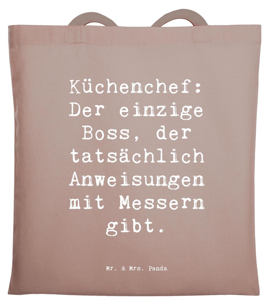 Mr. & Mrs. Panda Shopping Tasche Spruch Koch Anleitung - Braun Pastell - Geschenk, Einkaufstasche, Laptoptasche, Tote Bag, Küchenautorität, Beruf...