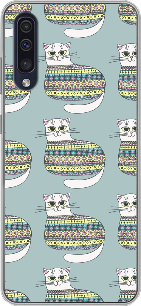 MuchoWow Handyhülle Schutzhülle Hülle für Telefoonhoesje Samsung Galaxy A30s Mädchen - Katzen - Pullover - Schnittmuster - Mädchen - Kinder...