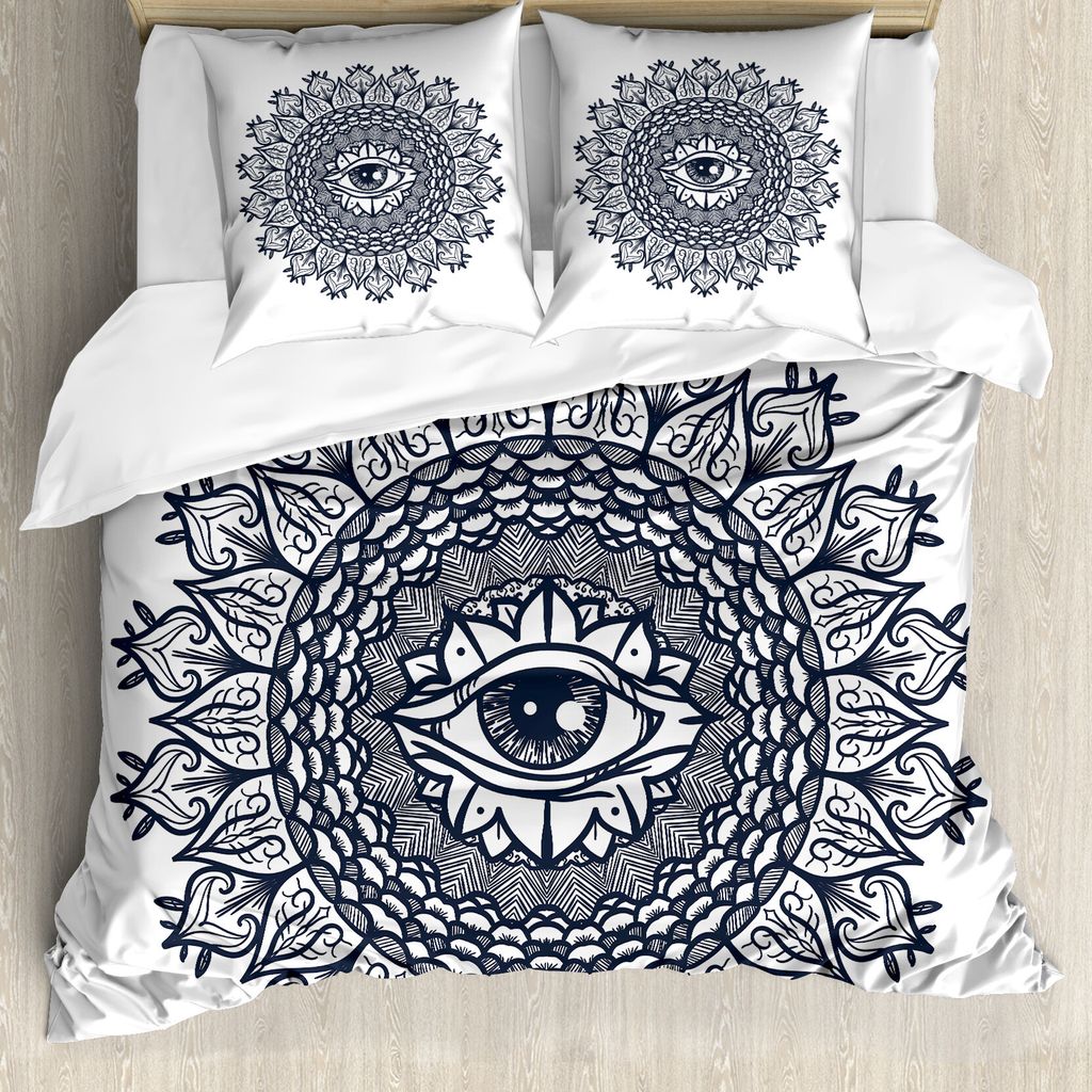 ABAKUHAUS Okkulte Bettbezug, Weinlese-Stammes- Mandala, Milbensicher Allergiker geeignet mit Kissenbezügen, 155 cm x 220 cm - 80 x 80 cm, Grau