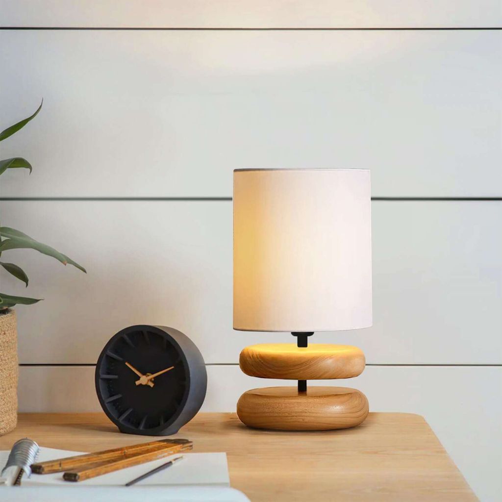 Opviq, 241720, Schreibtischlampe, Creme, HOLZKÖRPER, 15 x 15 x 35 cm
