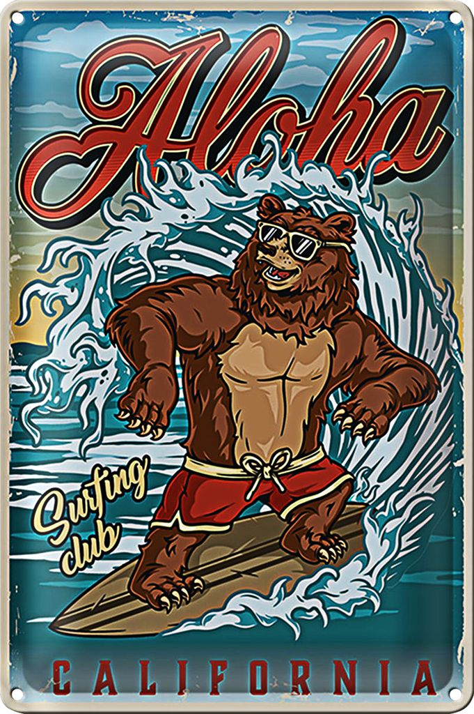 Blechschild Surfing 20x30cm Aloha California Sommer Sport