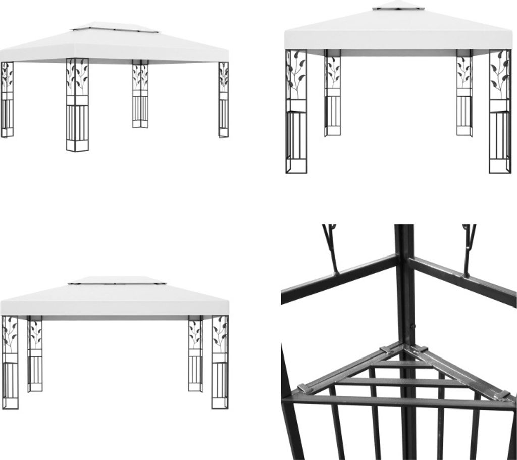 vidaXL Pavillon mit Doppeldach 3x4 m Weiß - Gartenpavillon - Gartenpavillons - Pavillon - Pavillons