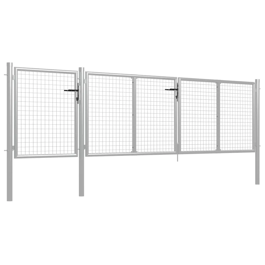 Grand portail battant en métal argenté 4 mètres VidaXL pour jardin privé