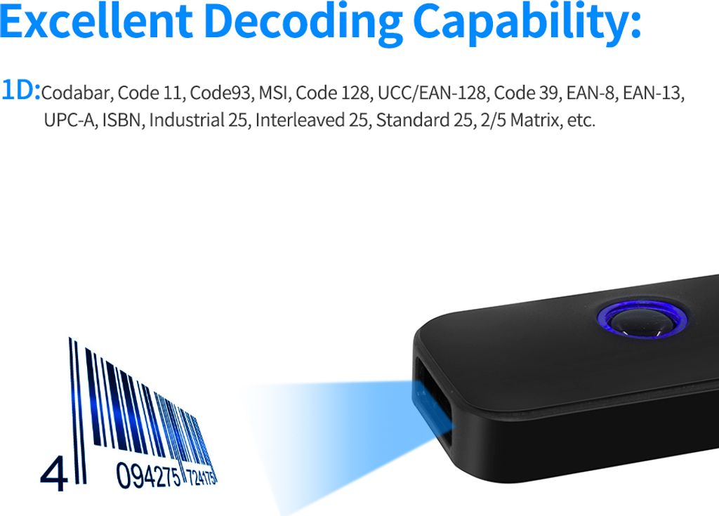 Handheld 3-in-1-Barcode-Scanner 1D-Barcode-Lesegeraet BT & Produktbild 6