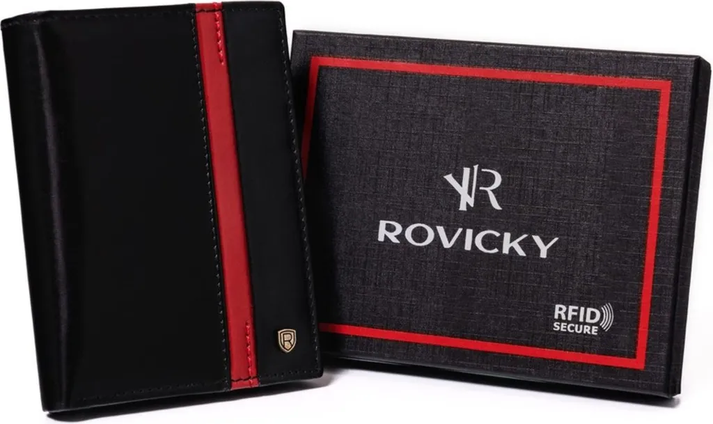 Portafoglio Rovicky Verticale da Uomo in Pelle: Regalo con Zip e RFID