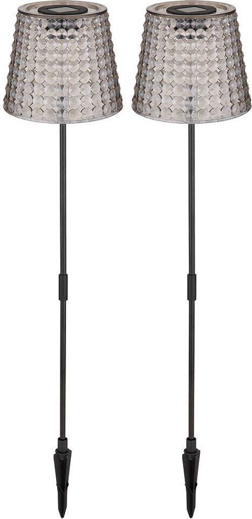 2er Set LED Solarlampe, Erdspieß, Kunststoff rauch, H 60 cm