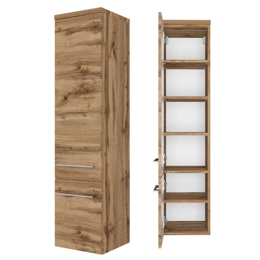 Badezimmer Midischrank Hochschrank 30 cm TAREE-03 in wotaneiche Nb.