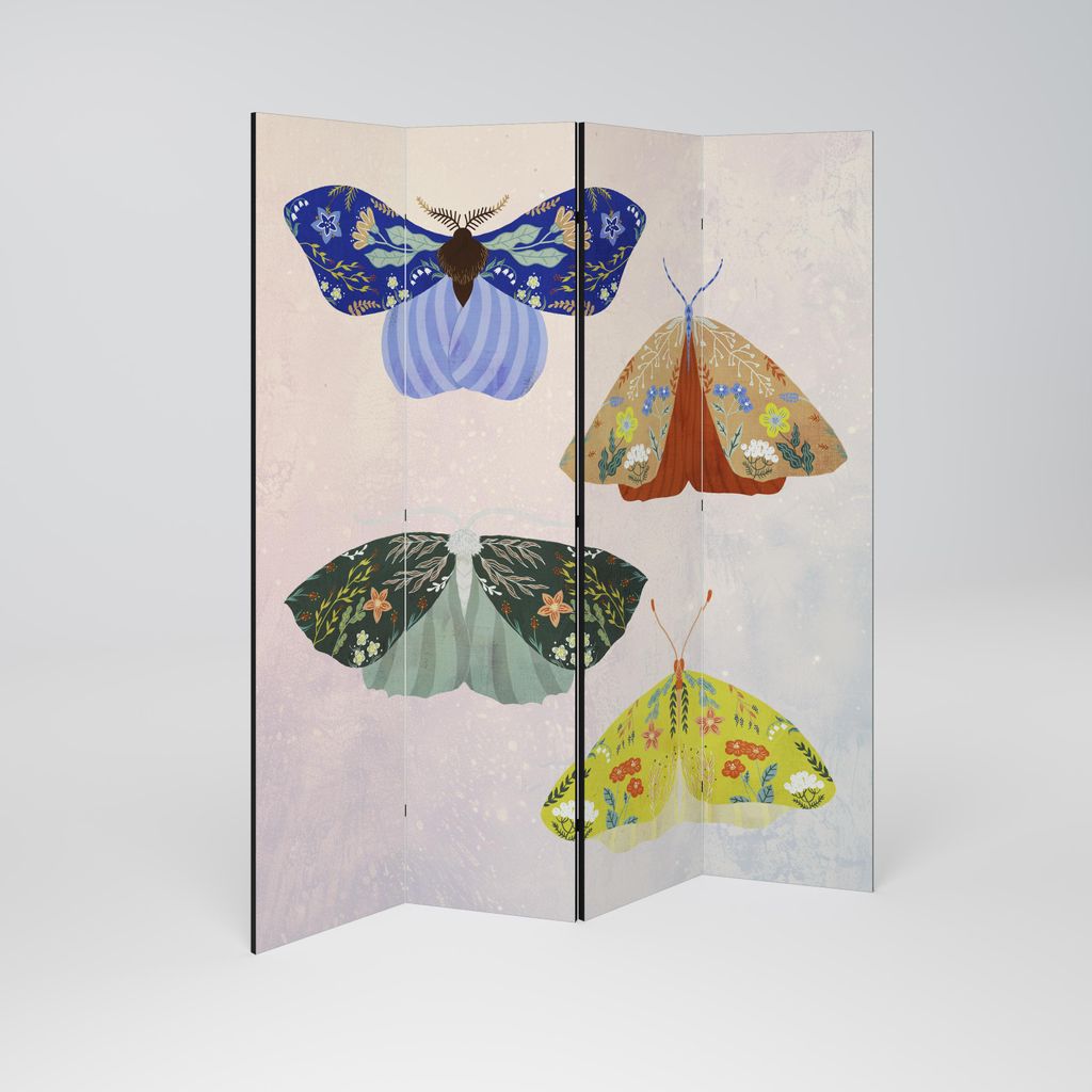 SpaceRebels Paravent Raumteiler - 4-teilig Raumtrenner, Druck 2-Seite - Raumtrenner - Trennwand Wohnung - Room Divider - Spanische Wand Deko Modern...