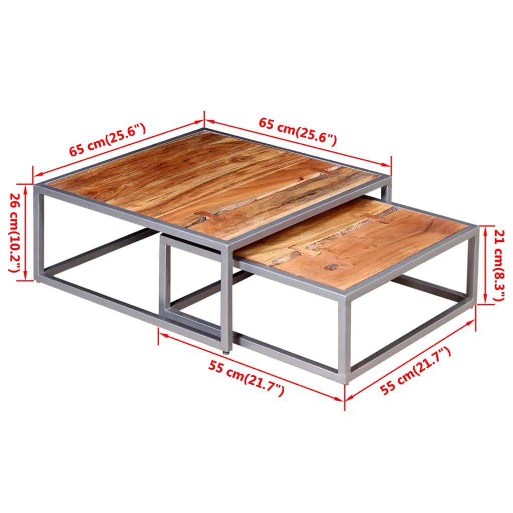 Offerta Set 2 Tavolini vidaXL in Legno Acacia Massiccio - Prezzo Outlet - 4