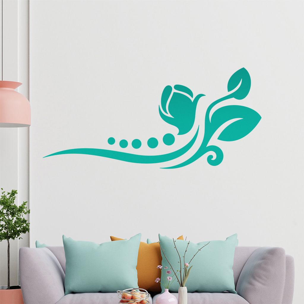Blume - Linien Punkte Wandtattoo in 6 Größen - Wandaufkleber Wall Sticker - Dekoration, Küche, Wohnzimmer, Schlafzimmer, Badezimmer