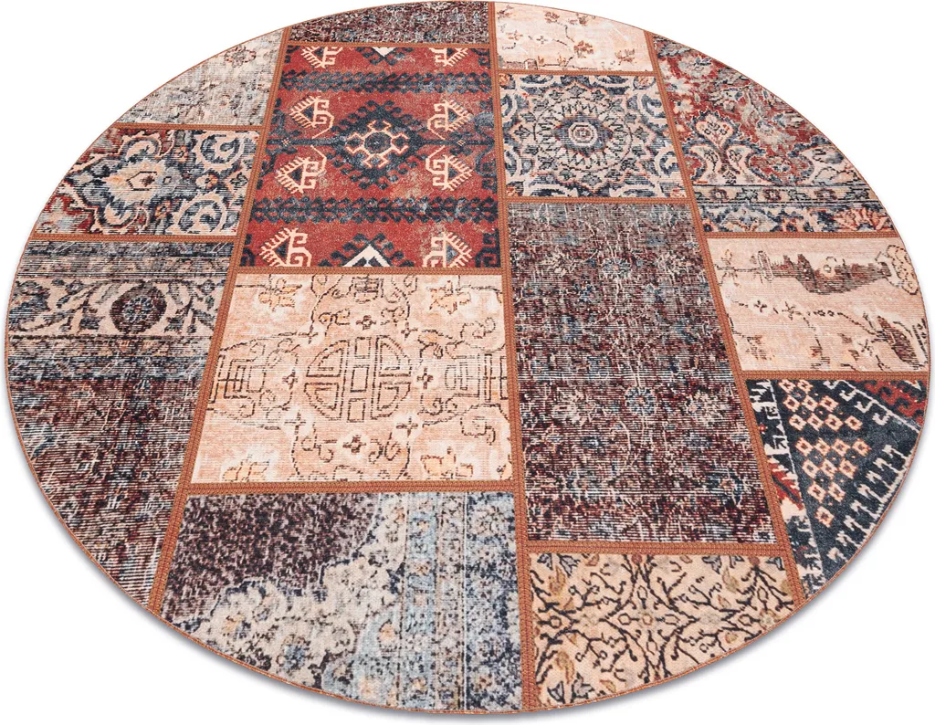 Tapis rond 200 cm lavable et résistant aux taches - Design ANTIKA
