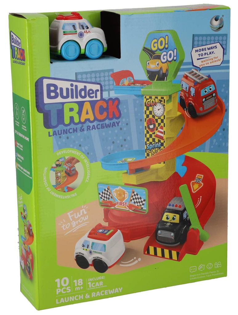 KiddyGo Rennbahn Spielzeug für Kleinkinder mit Auto - buntes Kunststoff