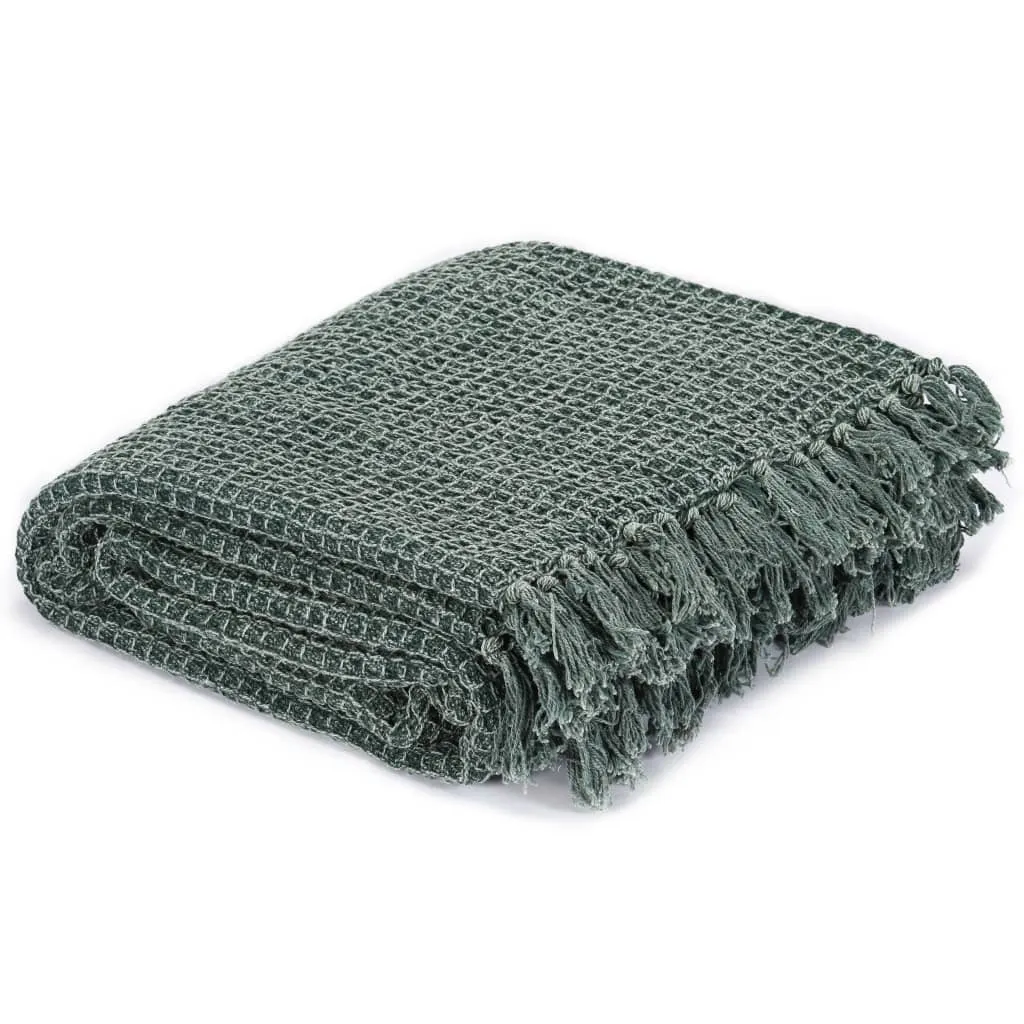 Jeté de lit coton 160x210 vert foncé - Couverture légère et douce