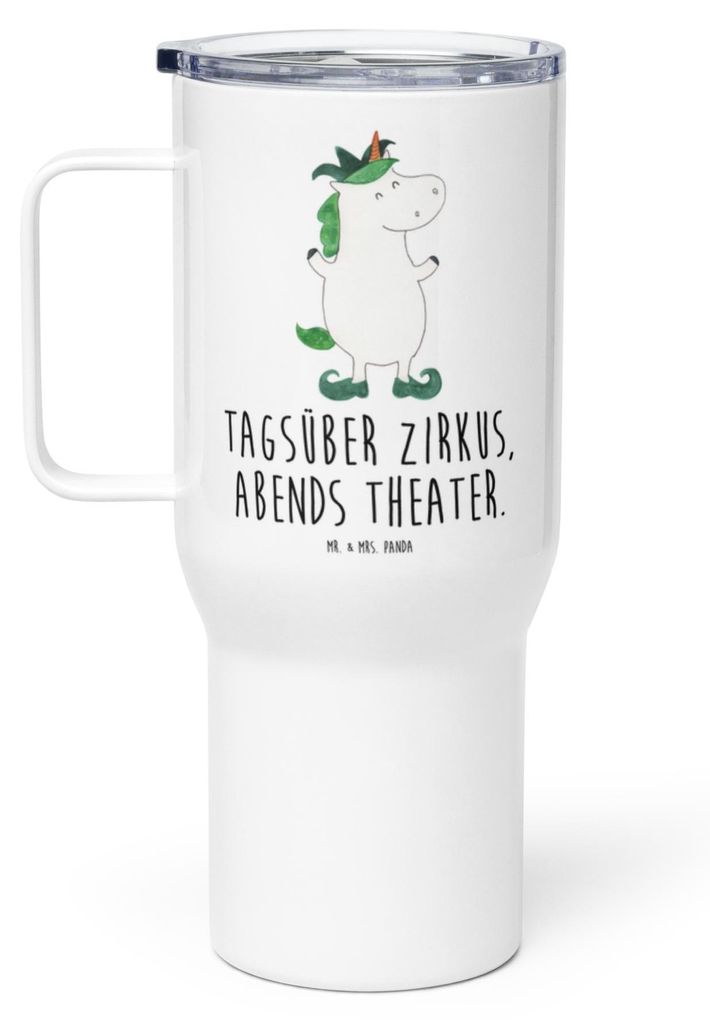 Mr. & Mrs. Panda Thermobecher Einhorn Joker - Weiß - Geschenk, To-Go-Becher, Kaffee-to-go-Becher, Unicorn, thermosbecher, Hofnarr, Einhörner, Kas...