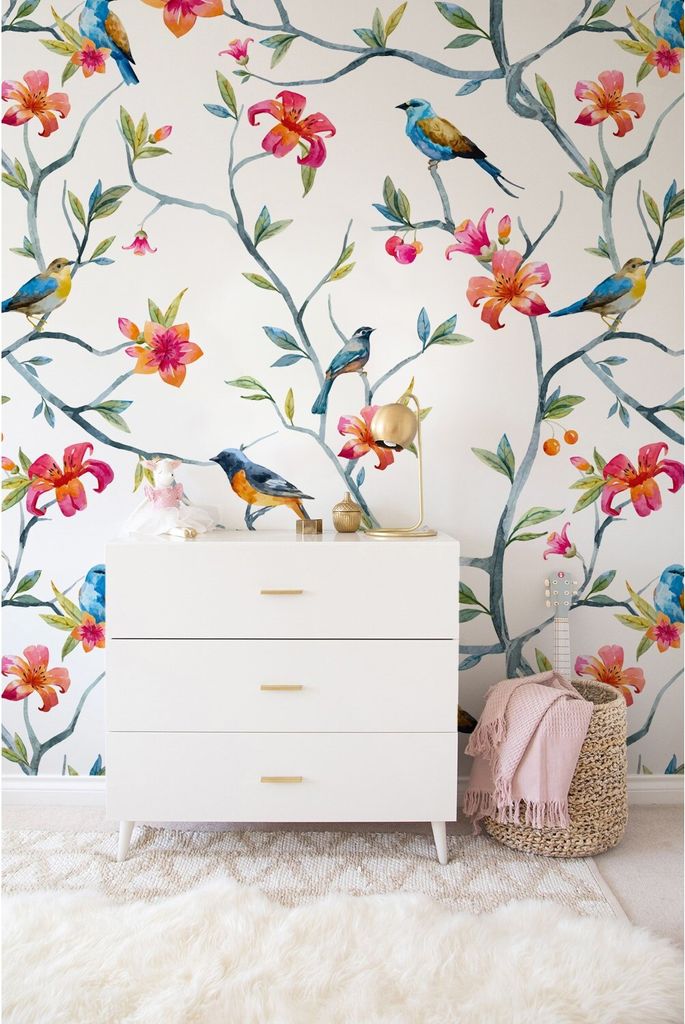 Coloray Fototapete 104x70 cm Vlies-Fototapete - Vögel auf Niederlassungen Tiere