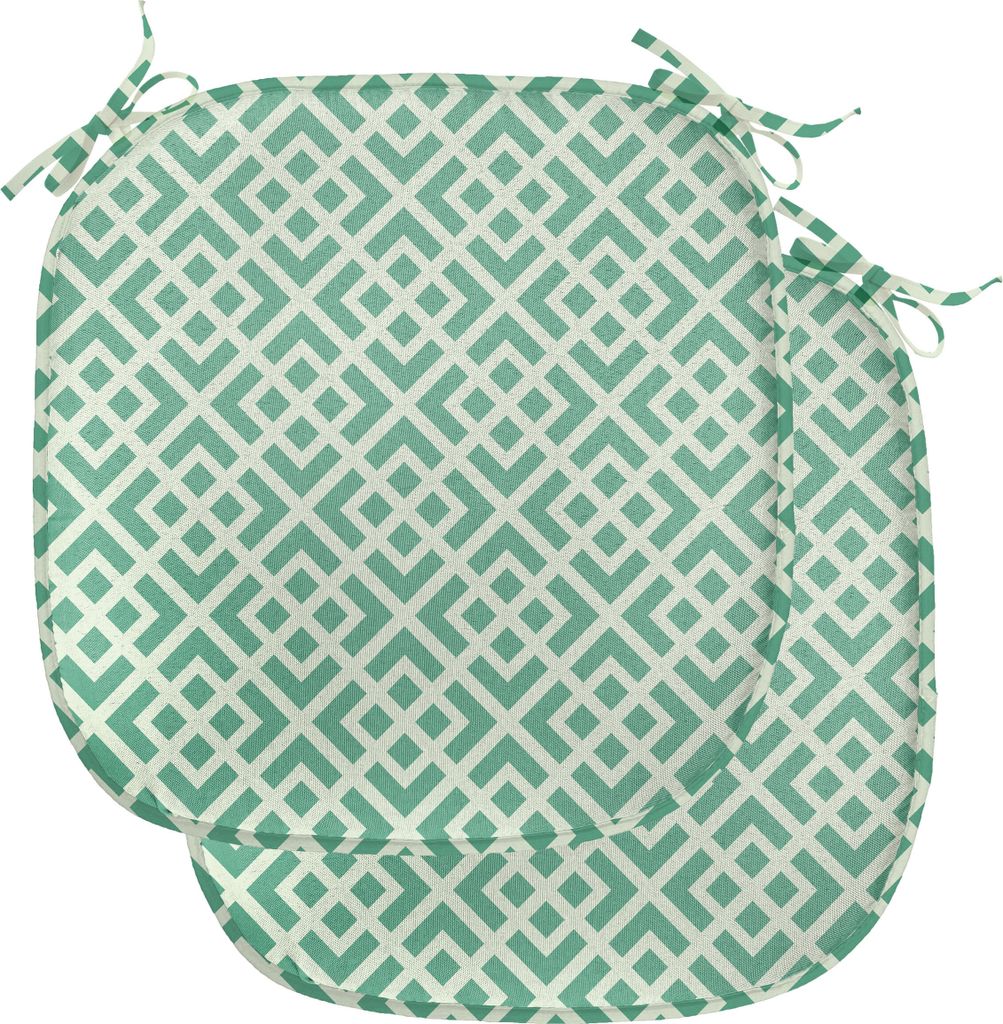 ABAKUHAUS Minze Polster für Esszimmerstühle, Shabby Abstract Squares, Dekoratives wasserfestes Kissen mit Riemen für Küchensitze, 40 cm x 40 cm...