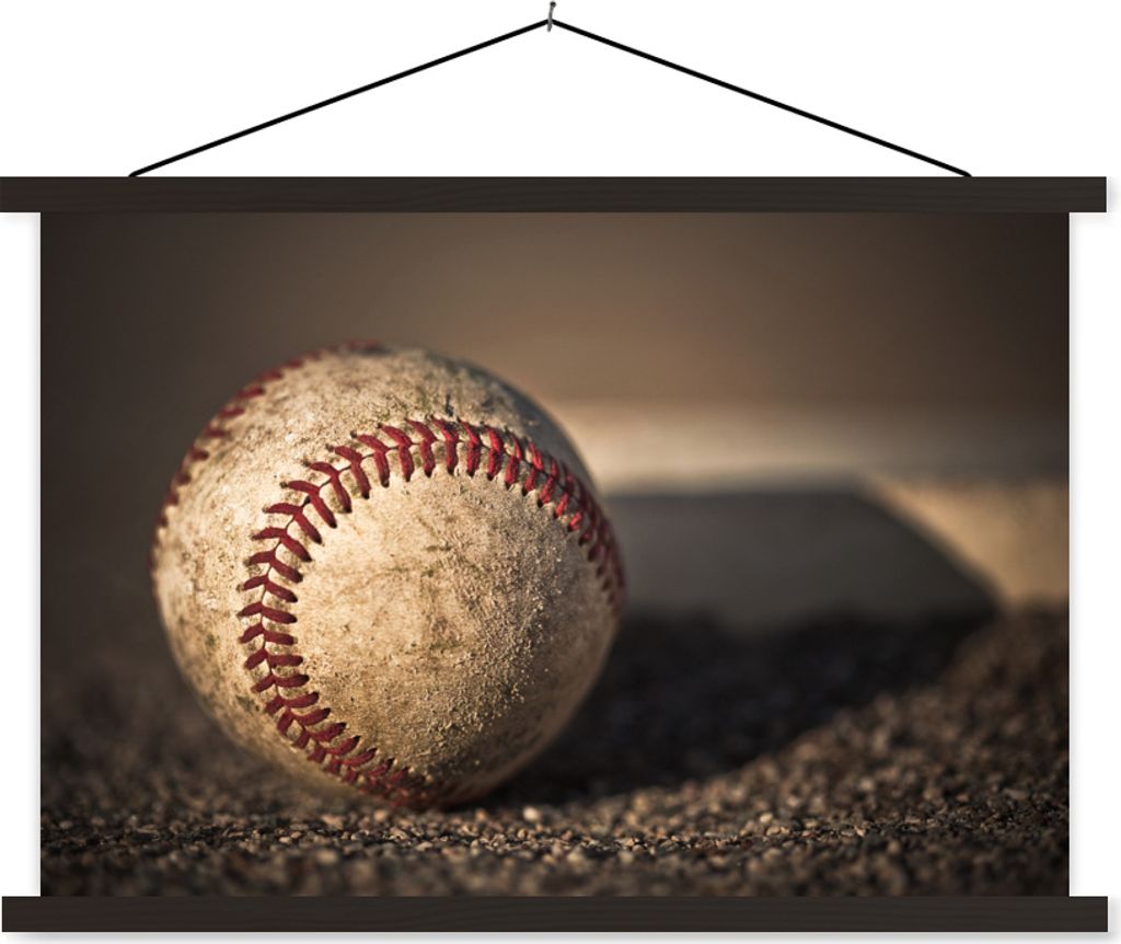 MuchoWow Textilposter Getragener klassischer Baseball 120x80 cm mit schwarzem Rahmen - Wanddeko