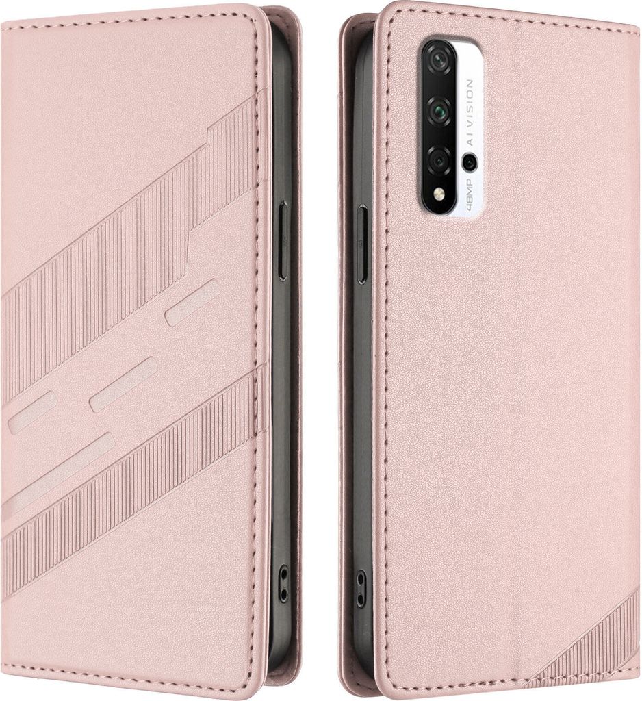 Hülle für Honor 20 /Honor 20 Pro /Honor 20S, Kunstleder Brieftaschen Handyhülle mit Kartenfach und Standfunktion Pink