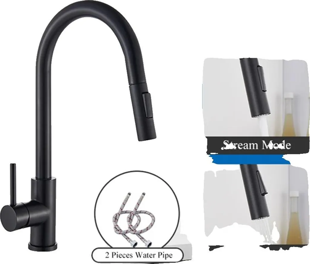 Rubinetto Cucina Nero Opaco Professionale - Estraibile e Durevole