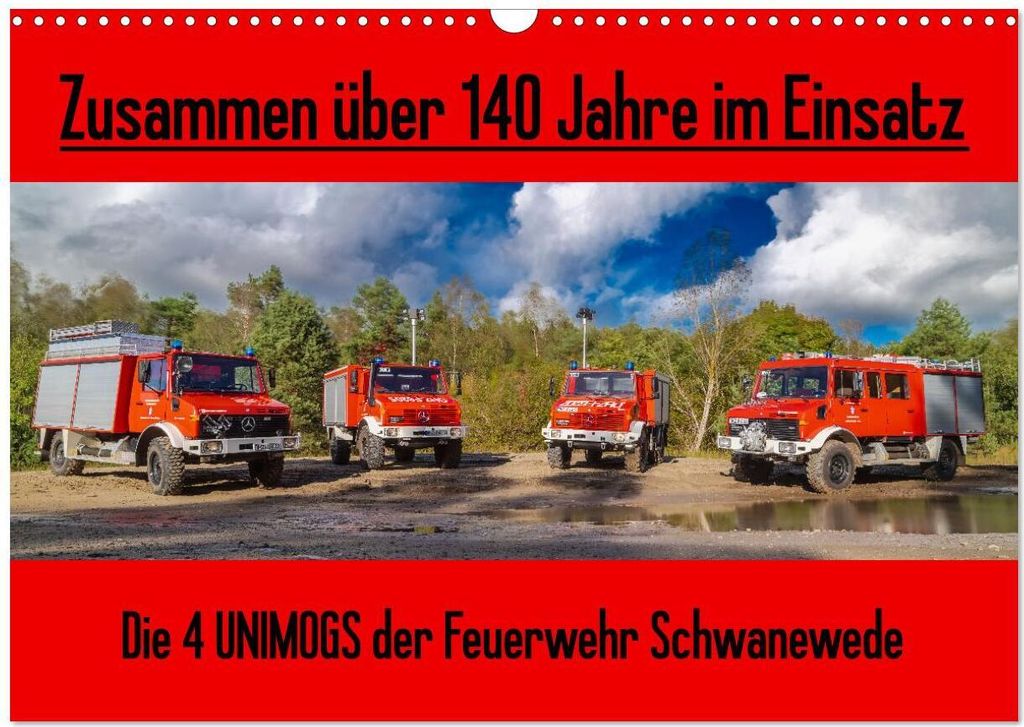 Die 4 UNIMOGS der Feuerwehr Schwanewede (Wandkalender 2026 DIN A3 quer), CALVENDO Monatskalender