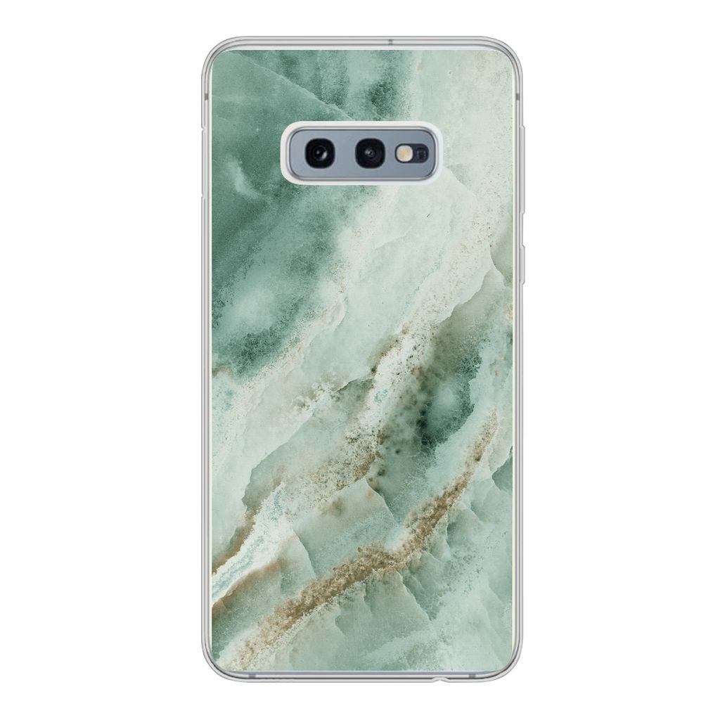 MuchoWow Handyhülle Schutzhülle Hülle für Samsung Galaxy S10e Naturstein - Grün - Chic Silikon Softcase Handy Hülle - Handy