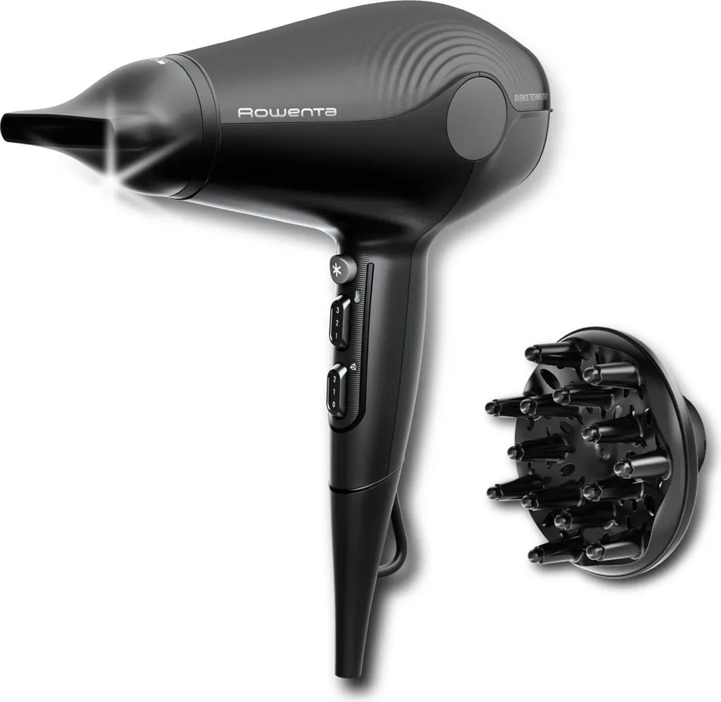 Sèche-Cheveux Silencieux Rowenta CV6430 Noir 1800W pour Brushing Doux