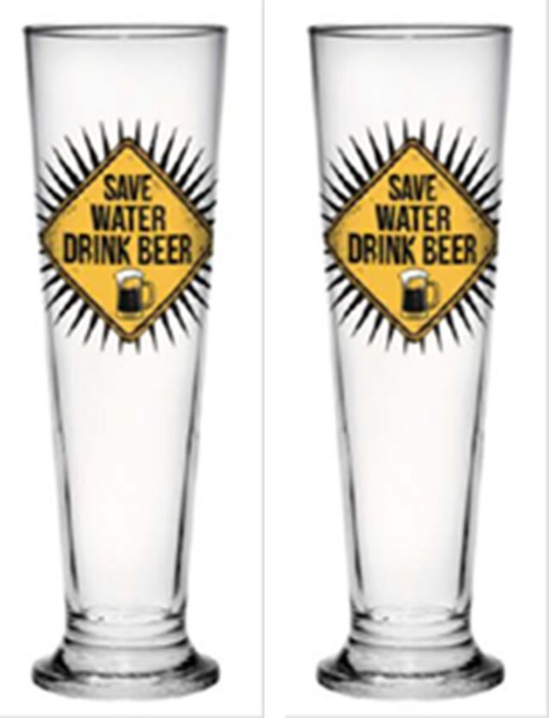 save water drink beer 2er Pack