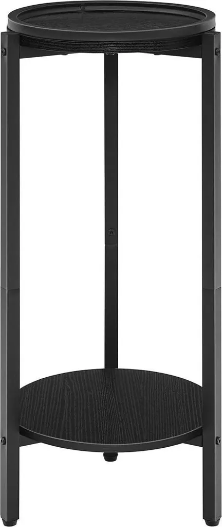 Table Basse Ronde Noire à Double Plateau - Petite Table d'Appoint 40cm