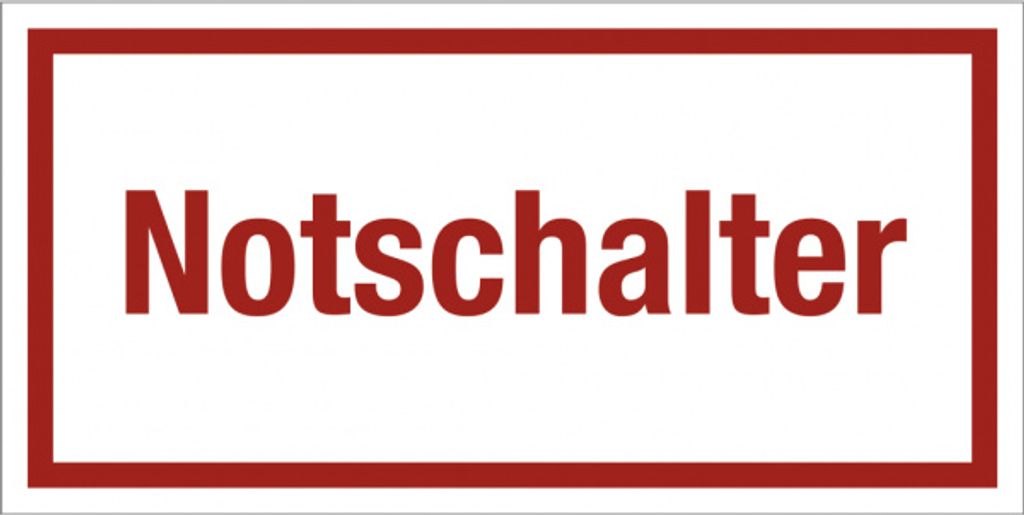 Dreifke Notschalter, Textschild, Folie, 200x100 mm