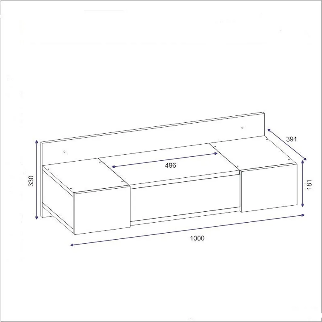 Table basse en mélaminé durable 100cm Skye Decor style saphir - 5