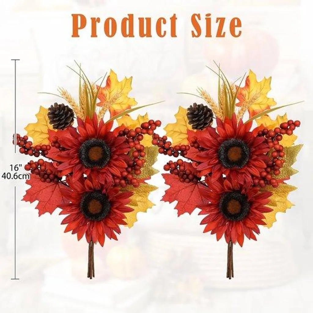 Tournesols Artificiels en Plastique Rouge 40,6cm - Résistants et Réalistes