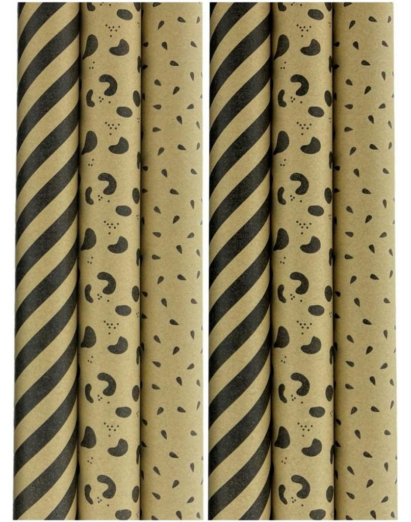 BROWN PEARL Geschenkpapier mit goldfarbenem design – 70 cm x 2 Meter – 6 Rollen