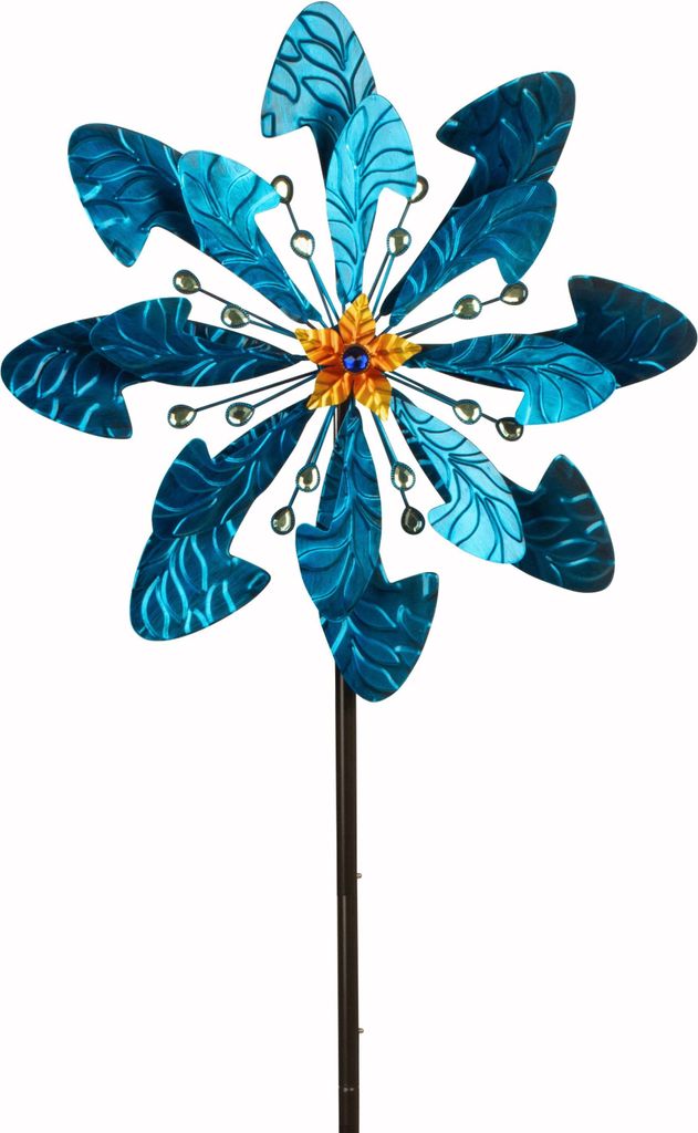Windrad Windspiel mehrfarbig aus Metall als Gartenstecker Höhe 182 cm Durchmesser 50 cm