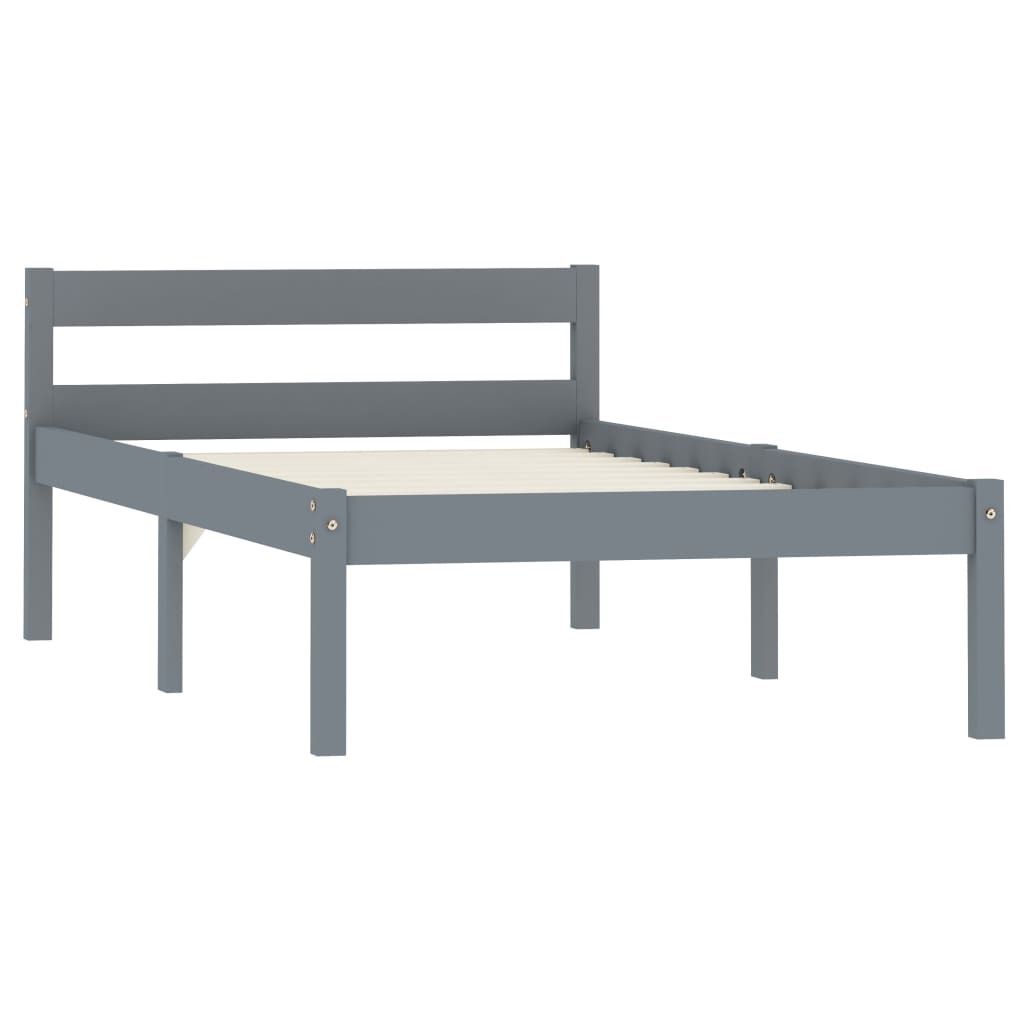 vidaXL Massivholzbett Grau Kiefer 100x200 cm Immagine del prodotto 
