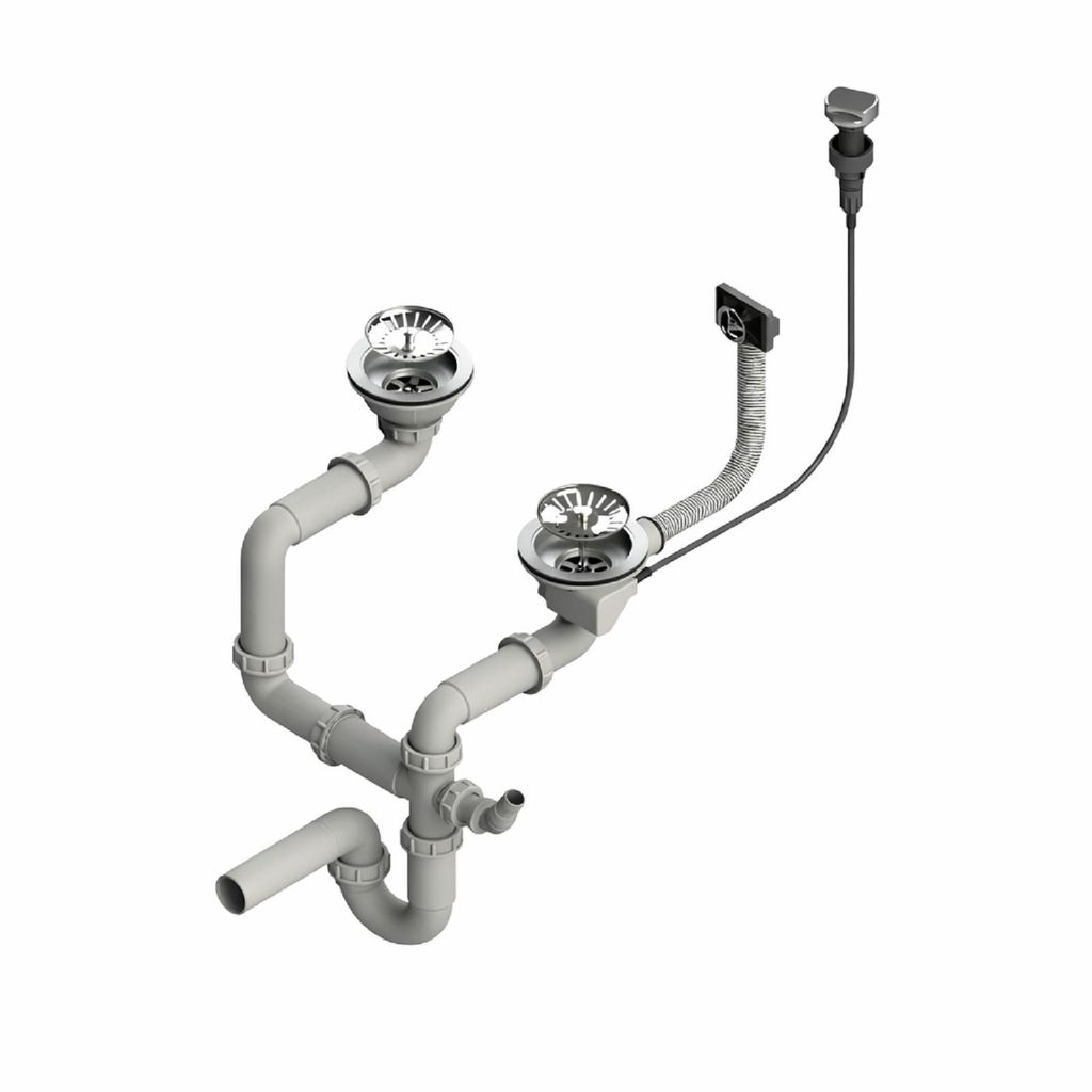 QLS Automatischer Siphon 3 1/2 Zoll Ablauf für Doppelbecken Produktbild 