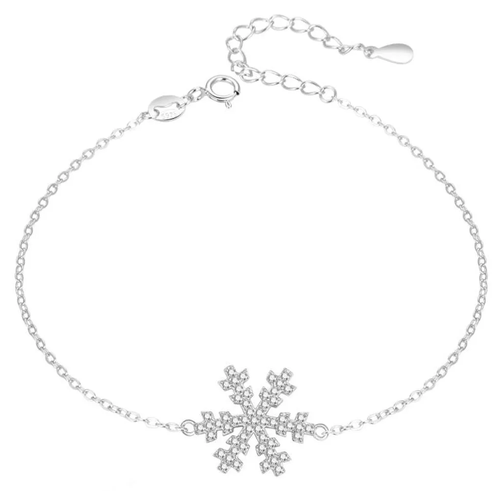 Bracelet argent scintillant avec pendentif flocon de neige et zircons