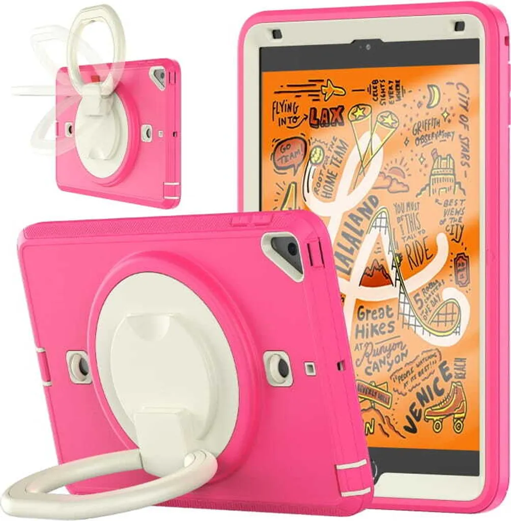Housse iPad Mini 4 antichoc rose avec cordon de transport pratique - 2