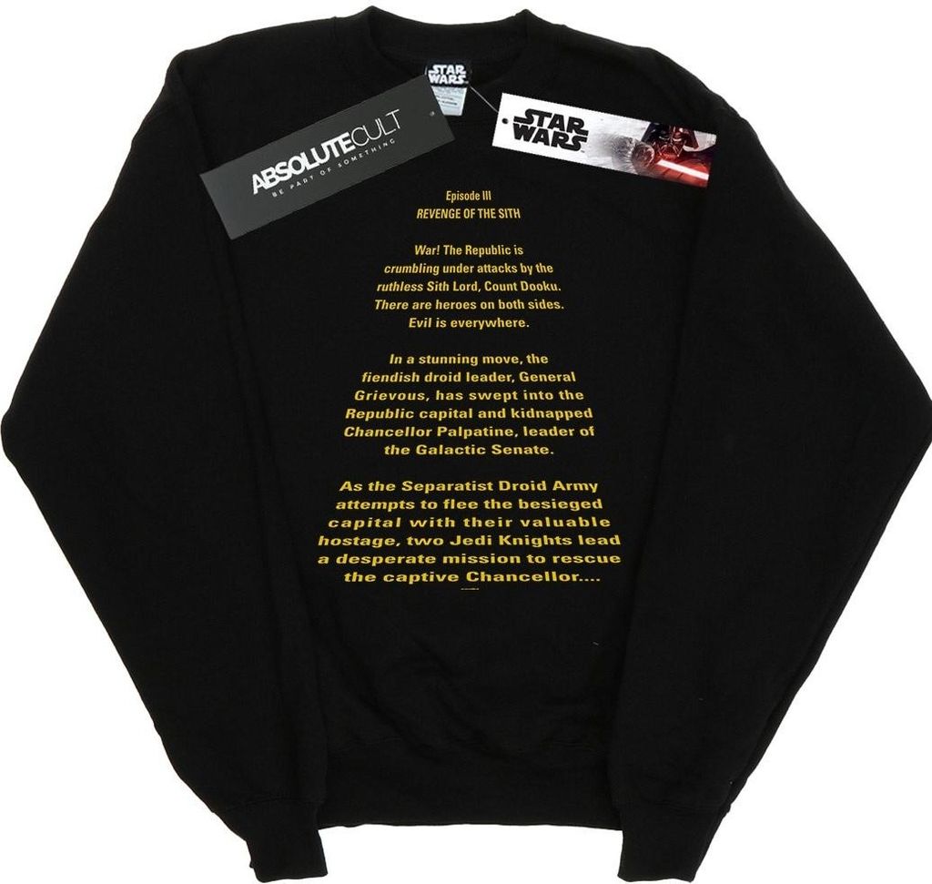 Star Wars - "Revenge Of The Sith Opening Crawl" Sweatshirt für Herren BI45751 (XXL) (Schwarz)