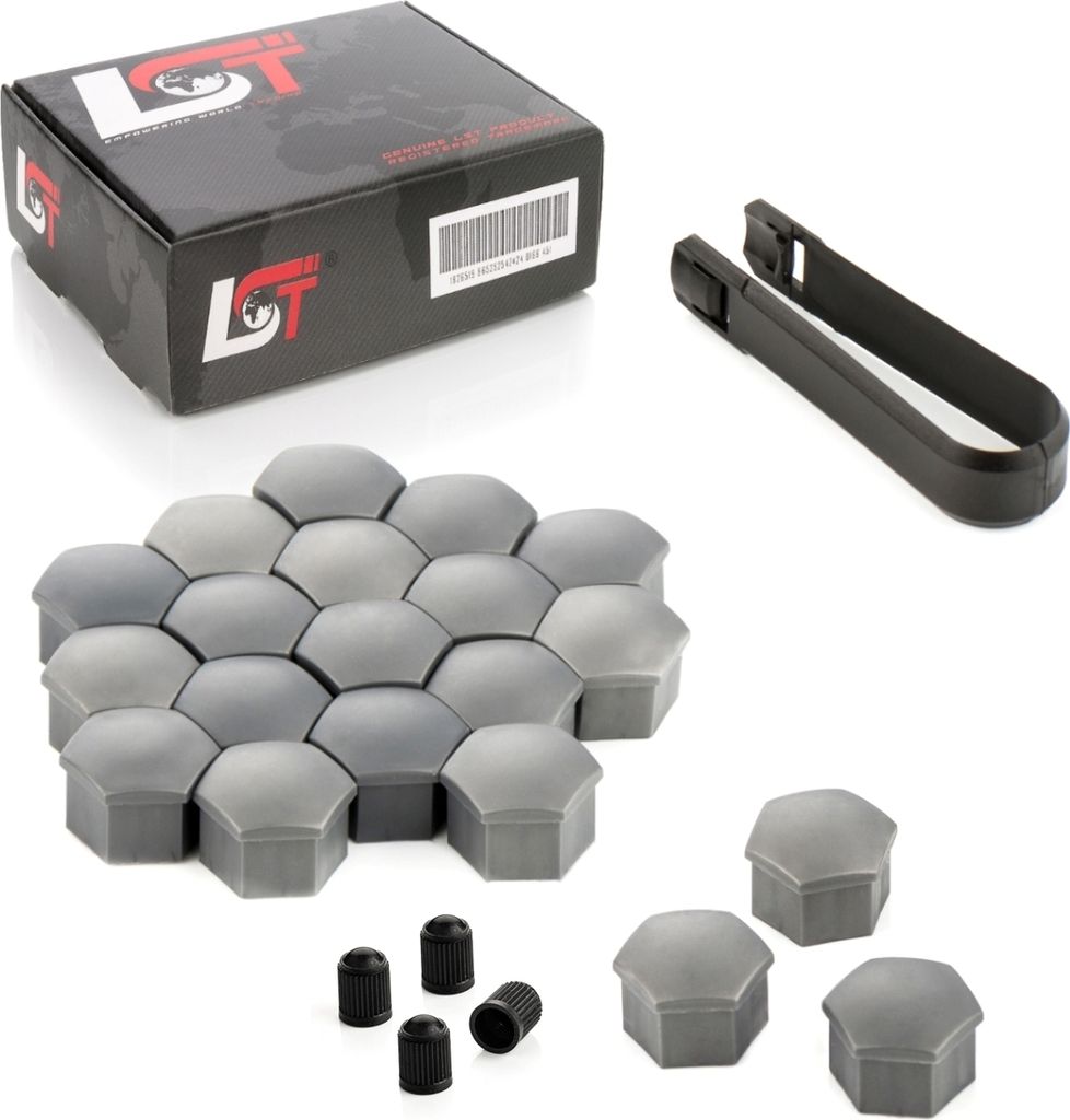 20x Radschrauben Abdeckkappen Radschraubenkappe 17mm grau für AUDI PORSCHE